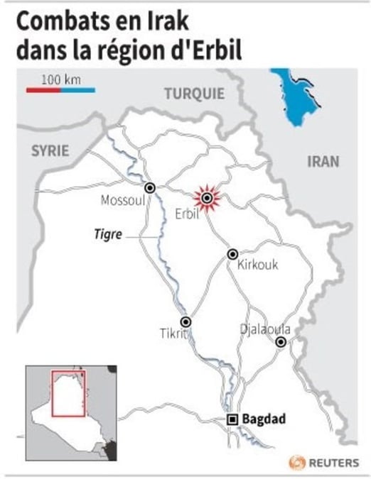 Combats signalés en Irak non loin d'Erbil, capitale du Kurdistan