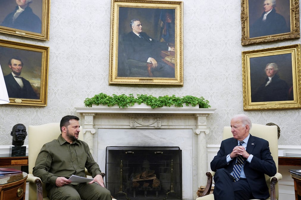 Photo d'archives du president ukrainien volodymyr zelenskiy et le president americain joe biden a washington, aux etats-unis. /photo prise le 21 septembre 2023/reuters/kevin lamarque