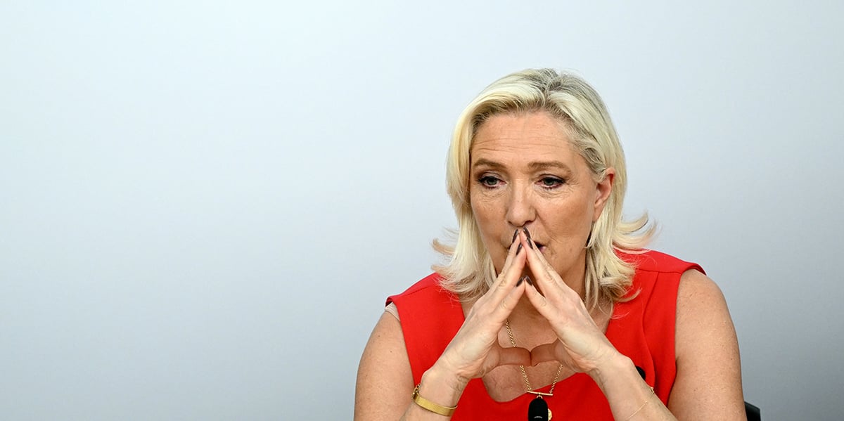 Marine Le Pen lors du rassemblement pour « l'union nationale » entre le RN et l'UDR, le 28 juin.