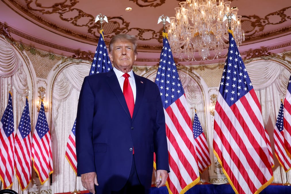 Former u.s. president donald trump announces he will run for president in 2024 at his mar-a-lago estate in palm beach
