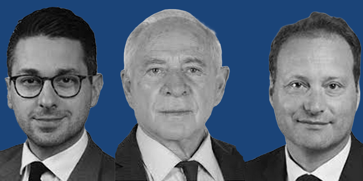 De gauche à droite, Hadrien Ghomi, député de Seine-et-Marne, François Patriat, sénateur de la Côte-d’Or, président du groupe des sénateurs RDPI, Sylvain Maillard, député de Paris, président du groupe des députés Renaissance.