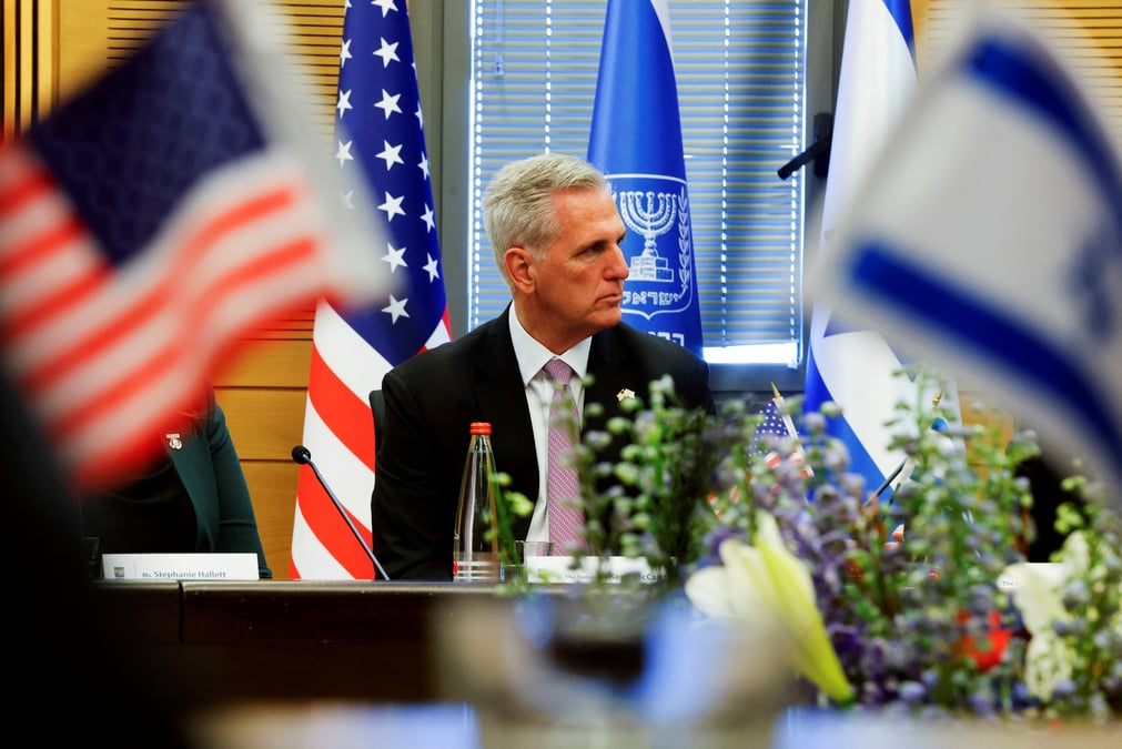 Le president de la chambre des etats-unis, kevin mccarthy, a jerusalem, en israel