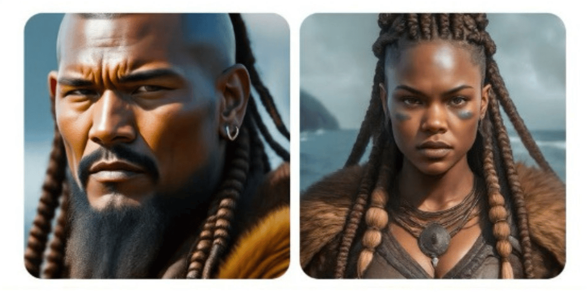 Deux images de Vikings générées par Gemini, l'intelligence artificielle générative de Google.