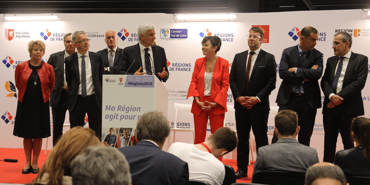 Hervé Morin, président de l'ARF, aux côtés de Carole Delga, présidente de la Région Occitanie, lors de la clôture de cette édition 2019