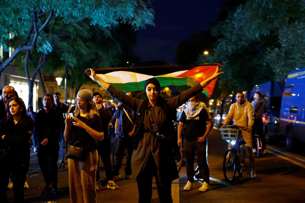 Une manifestation en faveur des palestiniens a paris, en france