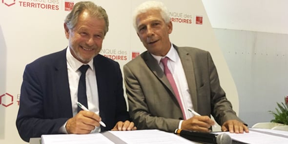 Jean-Luc Estournet, P-dg du groupe Les Villages d’Or, et Yves Chazelle, directeur général du groupe CDC Habitat.