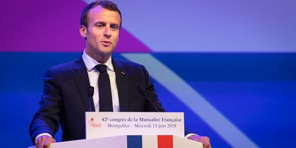 Emmanuel Macron, lors du 42e congrès de la Mutualité française à Montpellier, le 13 juin 2018
