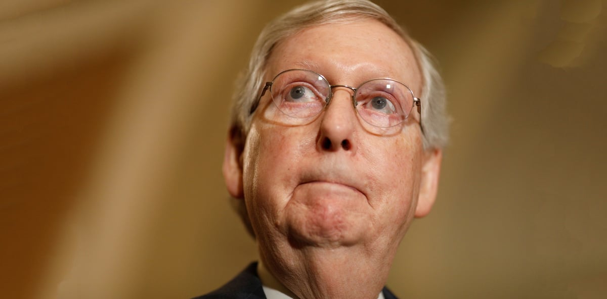 Le chef de file de la majorité républicaine au Sénat américain, Mitch McConnell, lors d'une conférence de presse au Capitole, à Washington, le 24 septembre 2019.