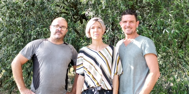 Cyril Clauzel, Mylene Hazard et Cyril Hazard, les trois associés du Moulin du Mas Miger.