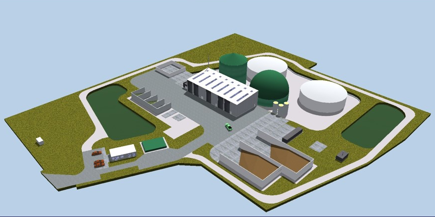 La modélisation du futur méthaniseur de CVE sur un terrain du Grand Port Maritime de Bordeaux.