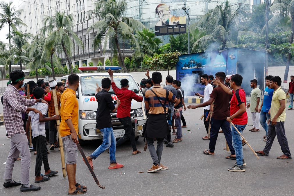 Manifestation contre la premiere ministre bangladaise sheikh hasina, a dhaka