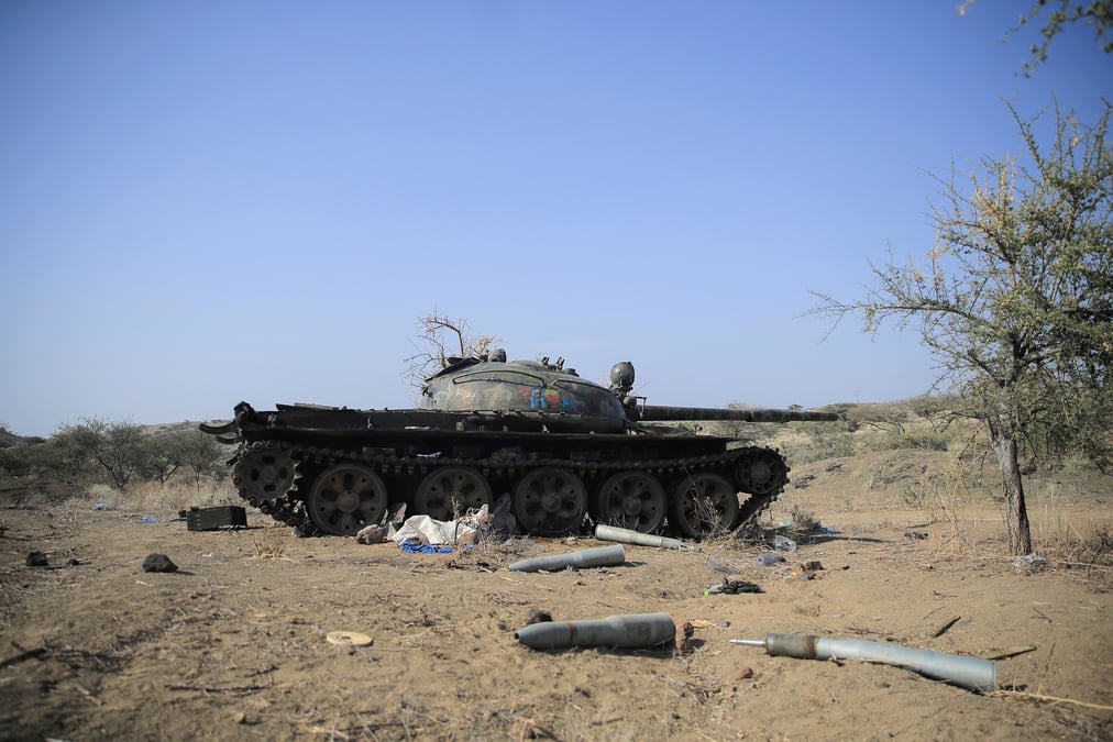 Un char detruit a kasagita en ethiopie
