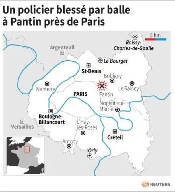 Un policier blesse par balle a pantin pres de paris