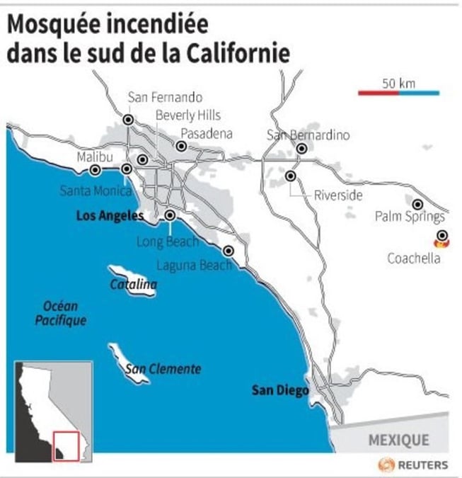 Incendie dans une mosquee de californie