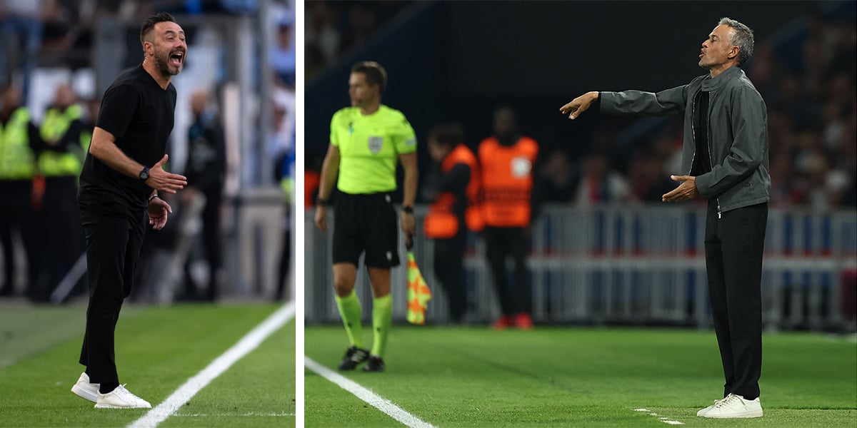 Roberto De Zerbi (à gauche) et Luis Enrique volent la vedette aux athlètes.