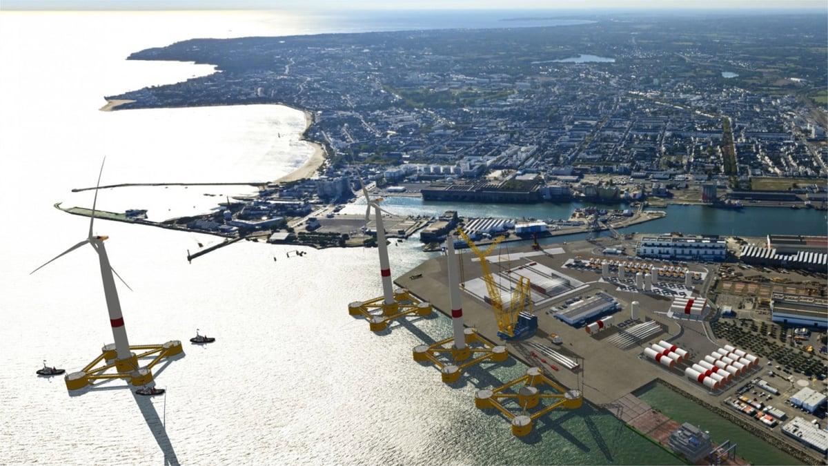 Une esquisse de ce à quoi ressemblera le projet Éole, un long linéaire de quai sur le port de Saint-Nazaire.