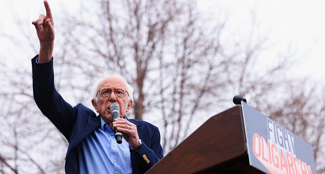 Le sénateur du Vermont lors d’un rassemblement à Denver (Colorado), le 21 mars.
