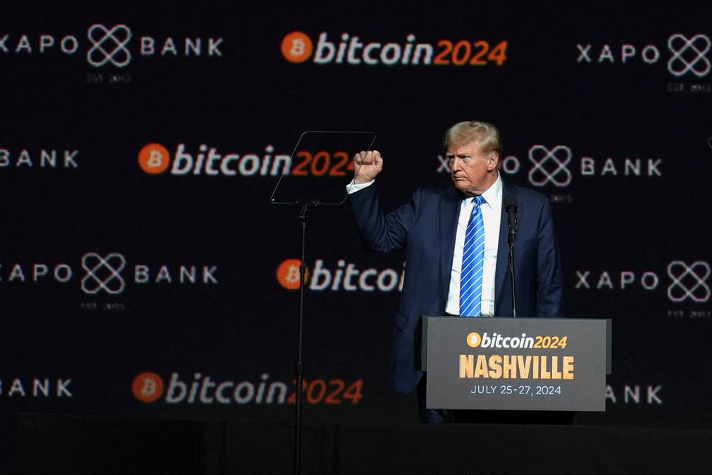 Le président Donald Trump lors de la conférence Bitcoin 2024.