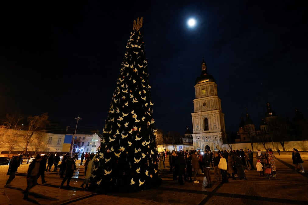 Les habitants de kyiv celebrent la veille du nouvel an