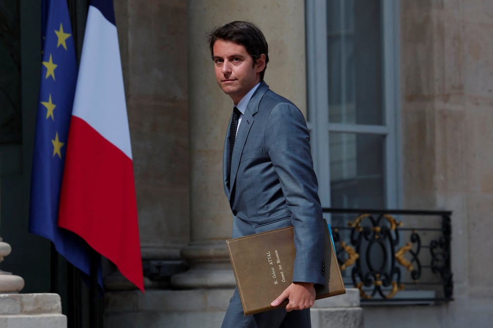 Le ministre francais de l'education gabriel attal au palais de l'elysee a paris