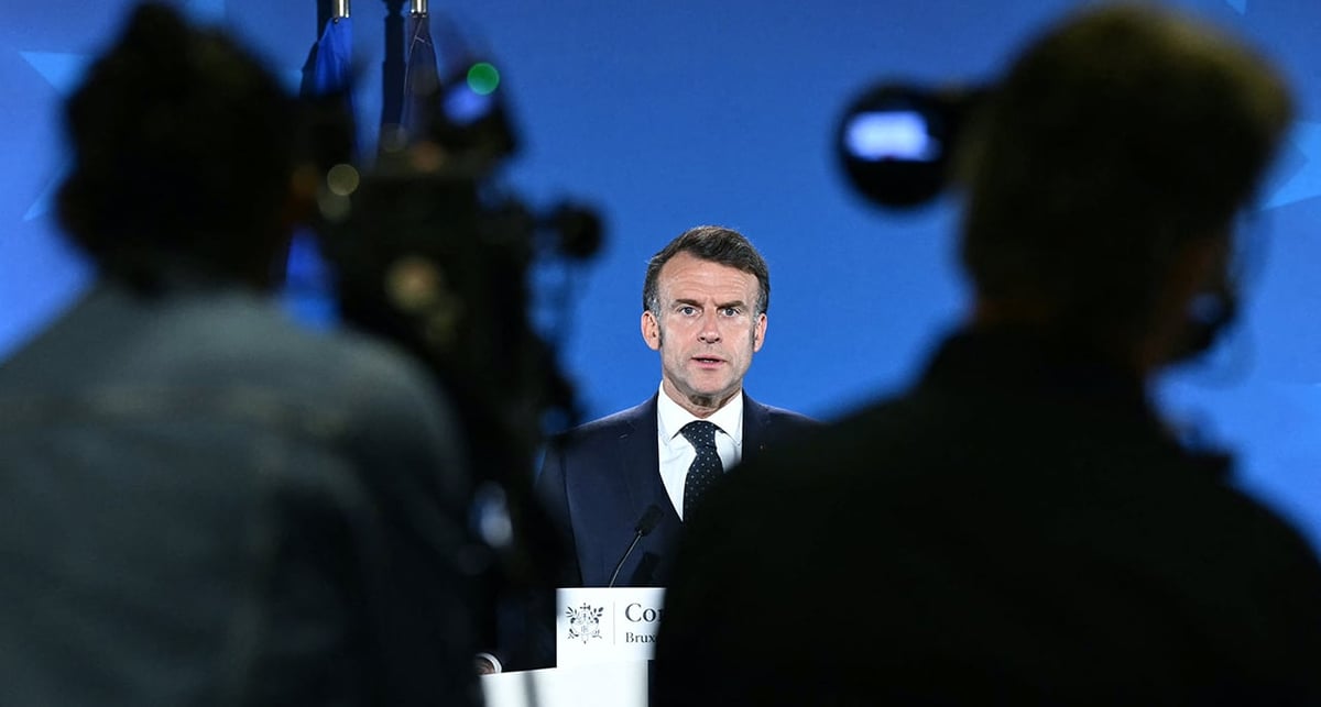 Emmanuel Macron, lors d'une conférence de presse, le 26 juin 2025.