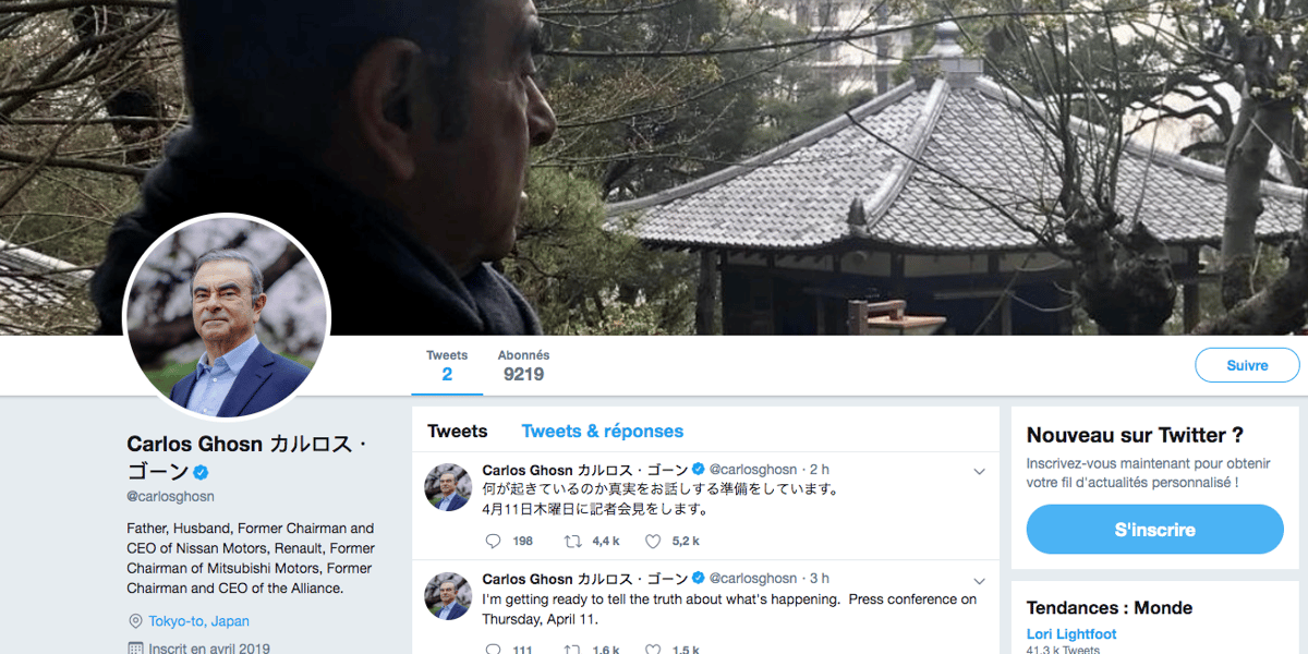 Ghosn, Twitter,