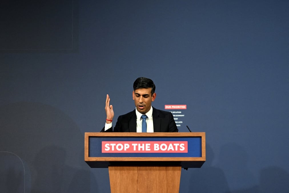 Le premier ministre britannique rishi sunak s'exprime lors d'une conference de presse