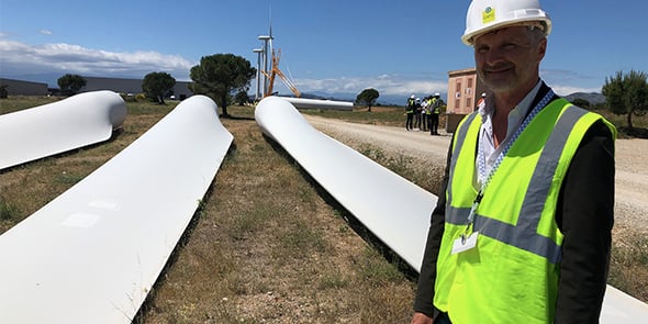 Nicolas Fléchon, directeur de GEG ENeR, sur le chantier de repowering du parc éolien de Rivesaltes (66)