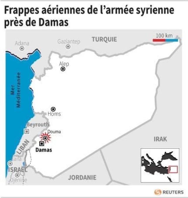 Frappes aeriennes de l’armee syrienne pres de damas