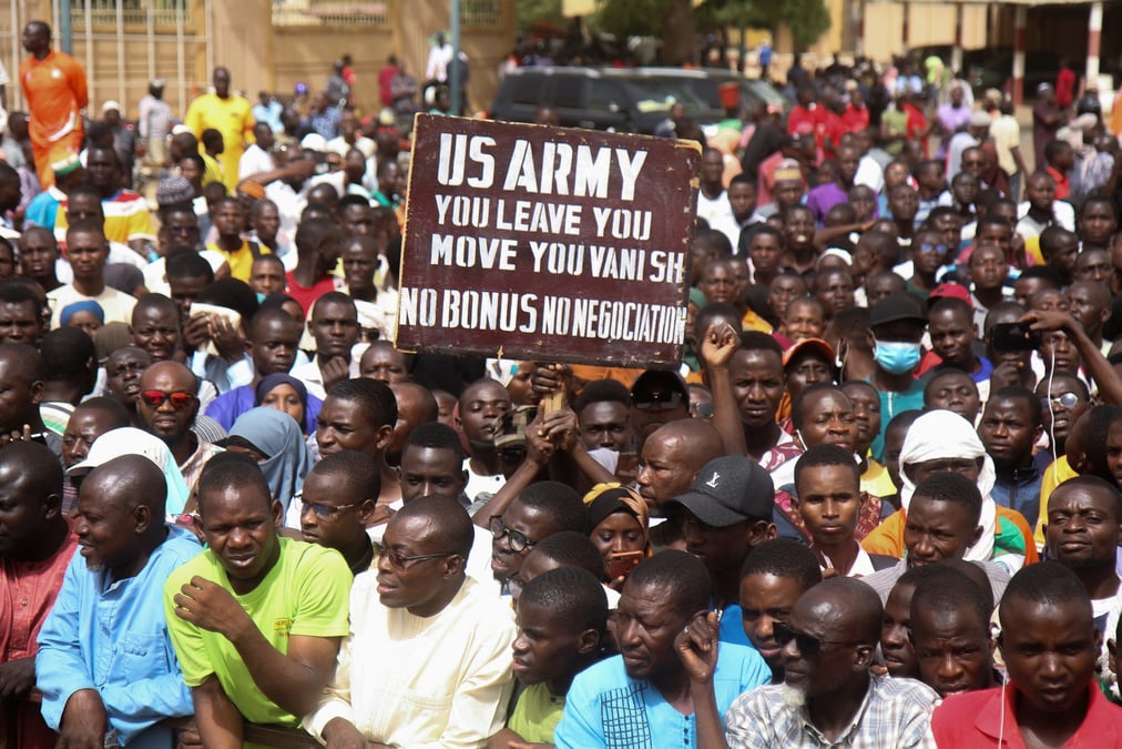 Manifestation nigerienne en protestation contre la presence militaire americaine