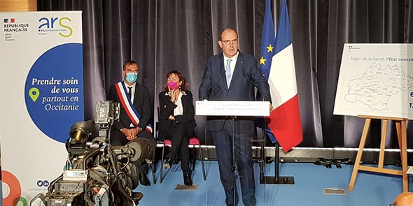 Le Premier ministre Jean Castex était au CHU de Montpellier le 5 novembre 2021, pour présenter la déclinaison du plan d'investissement du Ségur de la santé en Occitanie.
