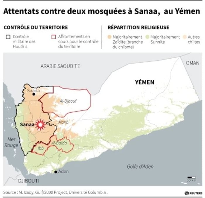 Attentats contre deux mosquees a sanaa, au yemen
