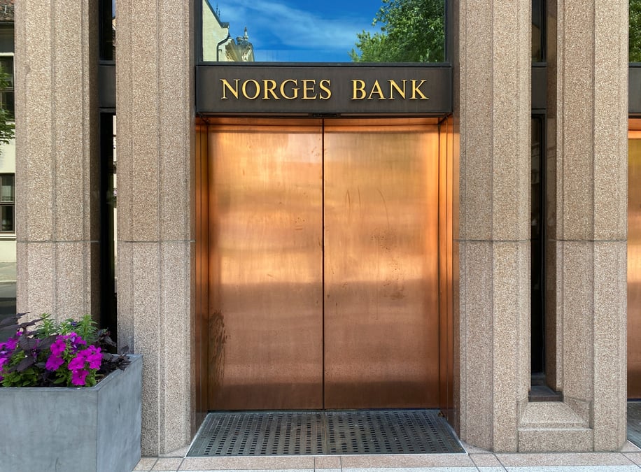 Vue du batiment de la banque centrale de norvege a oslo