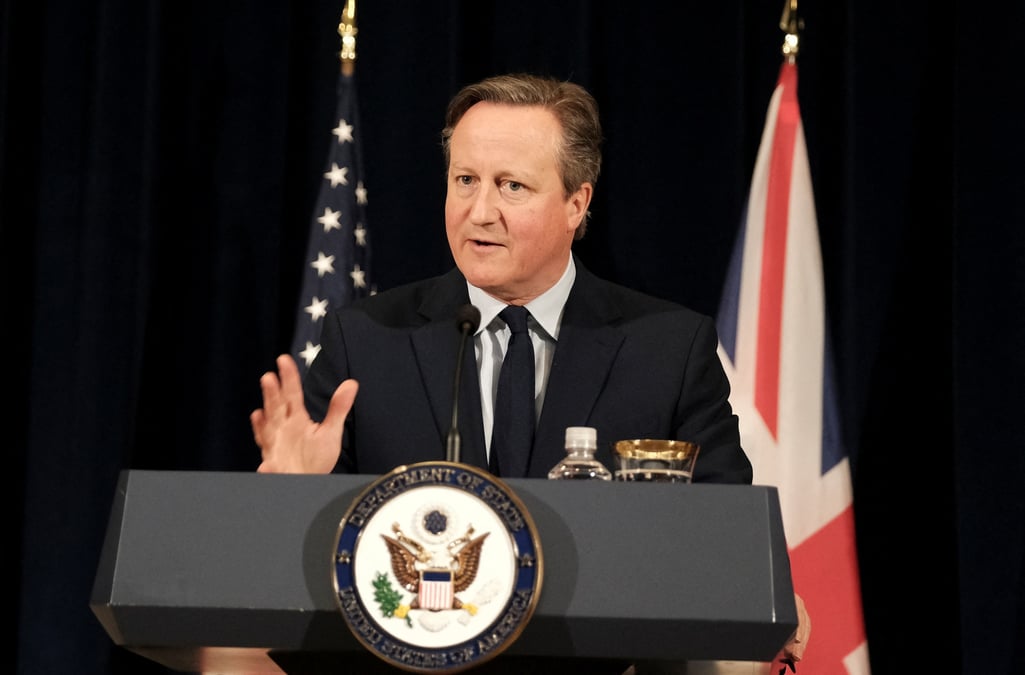 Le secretaire d'etat britannique david cameron tient une conference de presse conjointe avec le secretaire d'etat americain antony blinken a washington