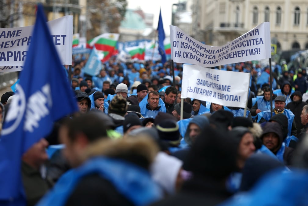 Manifestation en bulgarie pour la defense des centrales au charbon