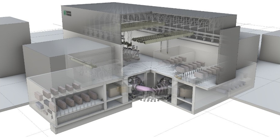 Perspective du bâtiment du stellarateur de Gauss GIGA, la future centrale de Gauss Fusion.