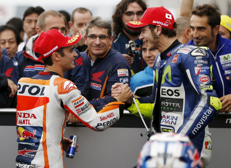 Pedrosa au finish devant rossi et lorenzo
