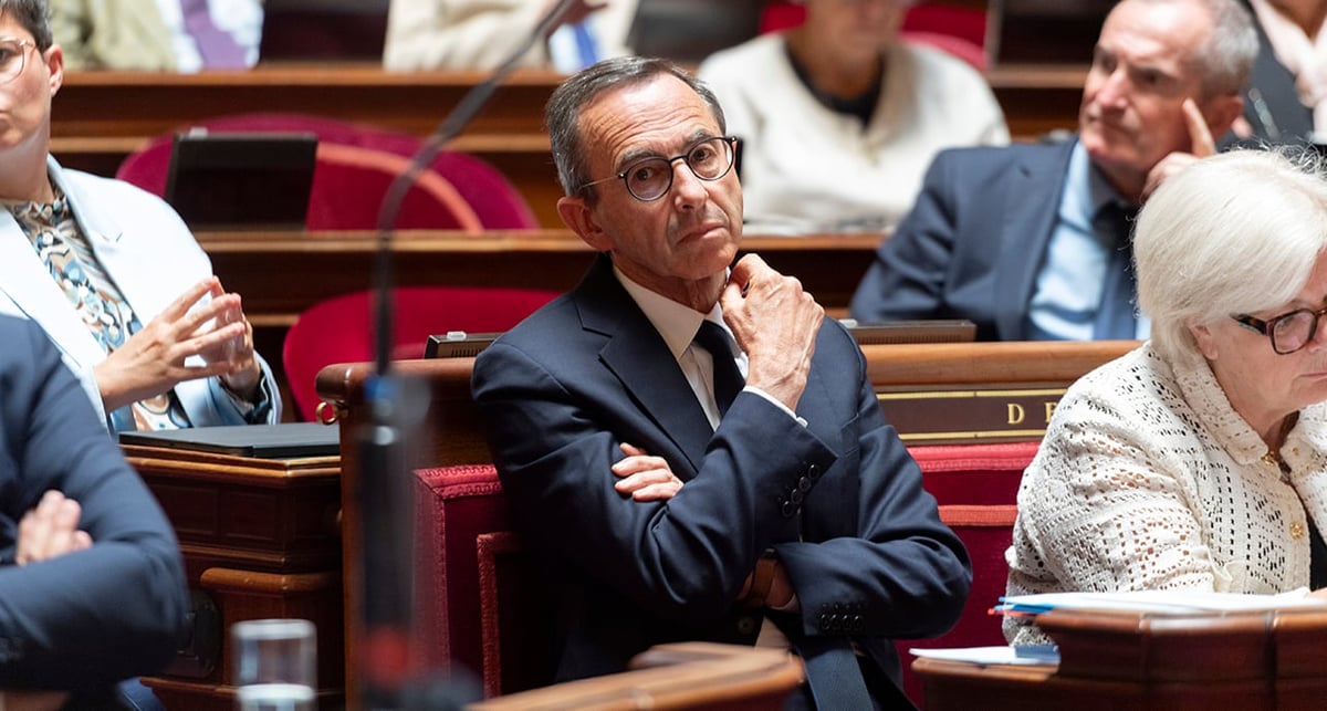 Bruno Retailleau, ministre d'État et ministre de l'Interieur, durant la session des questions au gouvernement au Sénat, a Paris, le 9 juillet 2025.
