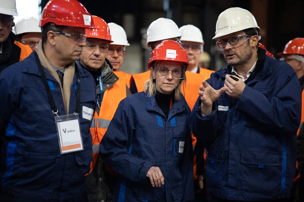 Luc Rémont, Agnès Pannier-Runacher et Bernard Fontana, chez Framatome.