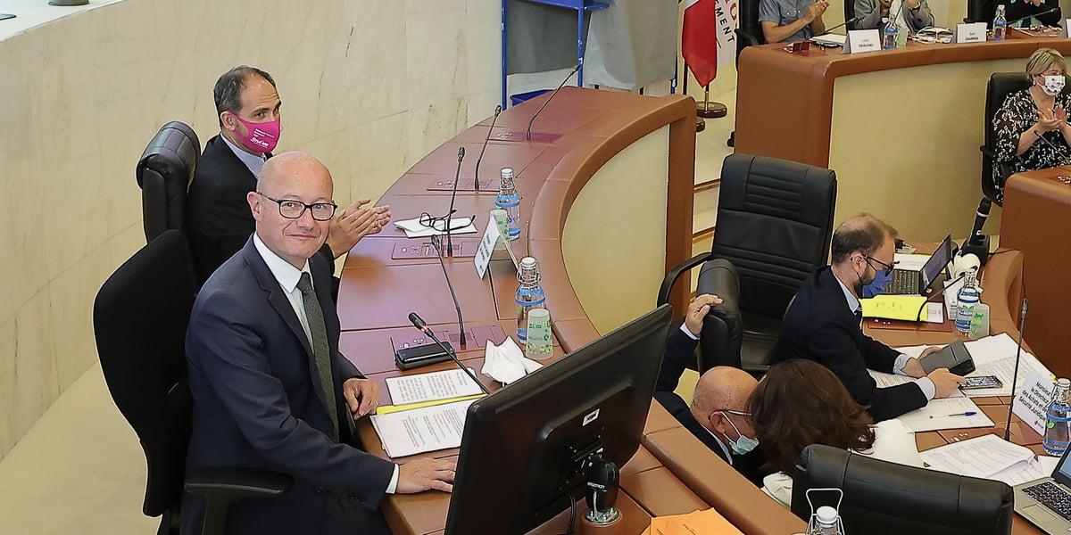 Le président du département de la Gironde Jean-Luc Gleyze au moment d'entamer son deuxième mandat en 2021.