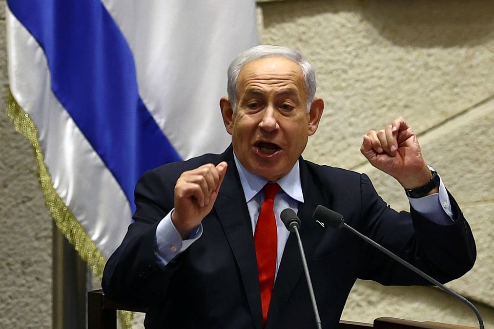 Le premier ministre israelien benjamin netanyahu s'exprime lors d'une reunion a la knesset