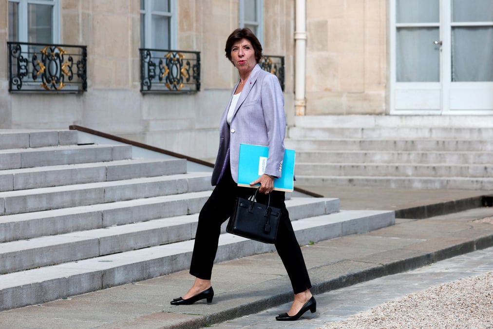 La ministre francaise des affaires etrangeres catherine colonna arrive a l'elysee a paris, france