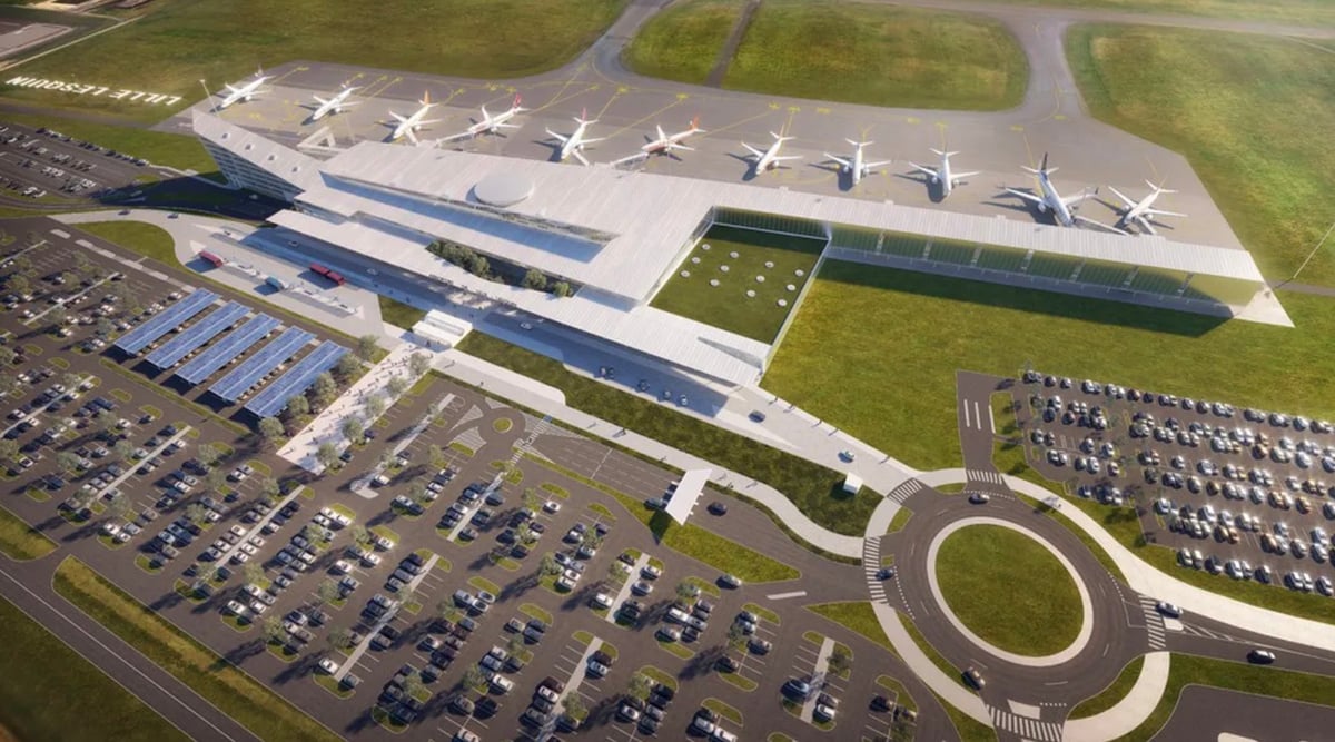 Projection de l'extension du nouveau terminal.
