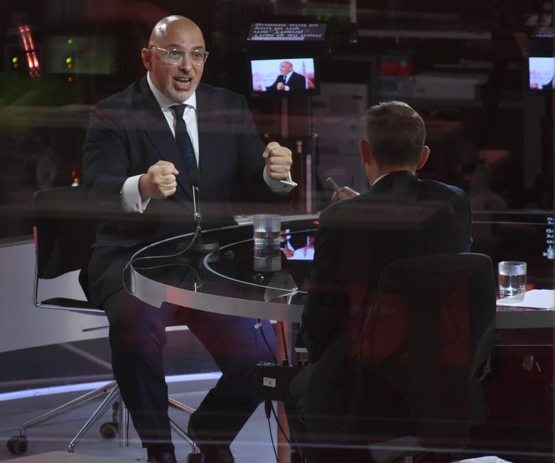 Britain's covid-19 vaccine deployment minister nadhim zahawi appears on bbc tv's the andrew marr show in london