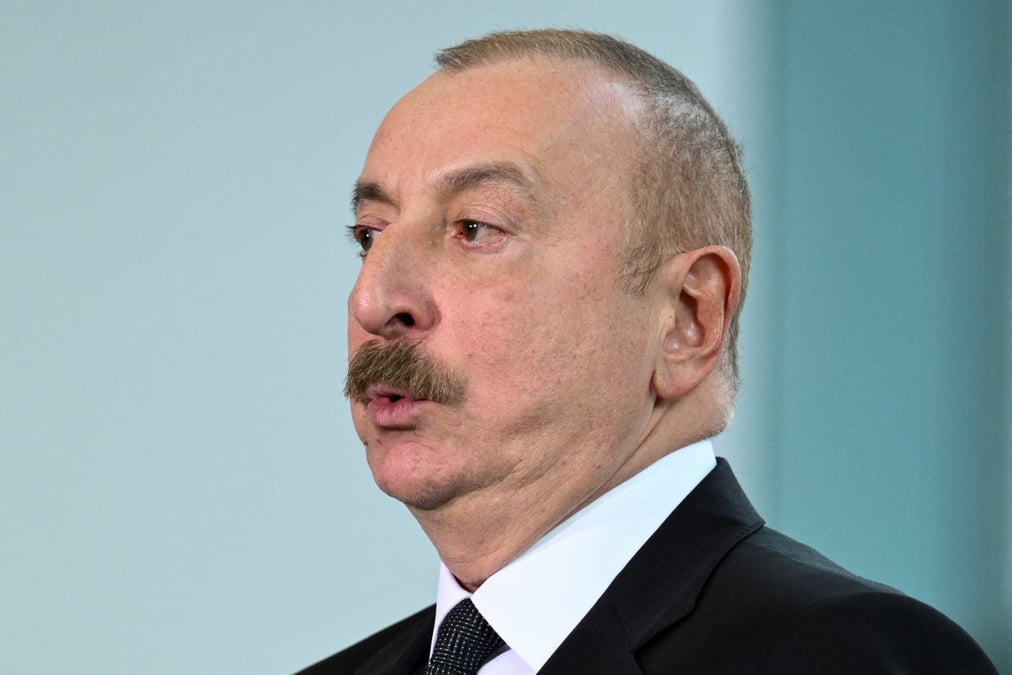 Photo d'archives du president azerbaidjanais ilham aliyev a berlin, en allemagne