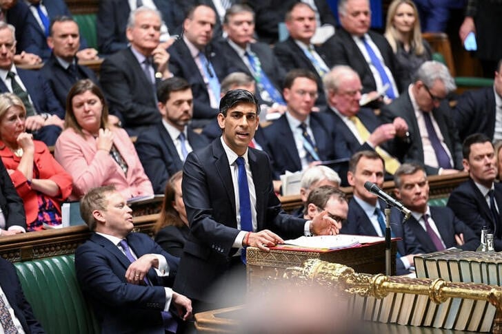 Le premier ministre britannique rishi sunak a la chambre des communes