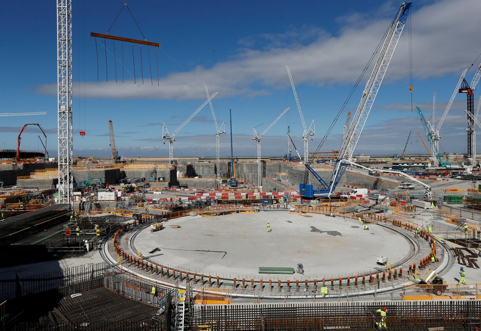 Chantier d'un reacteur nucleaire sur le site de la centrale nucleaire de hinkley point c, pres de bridgwater