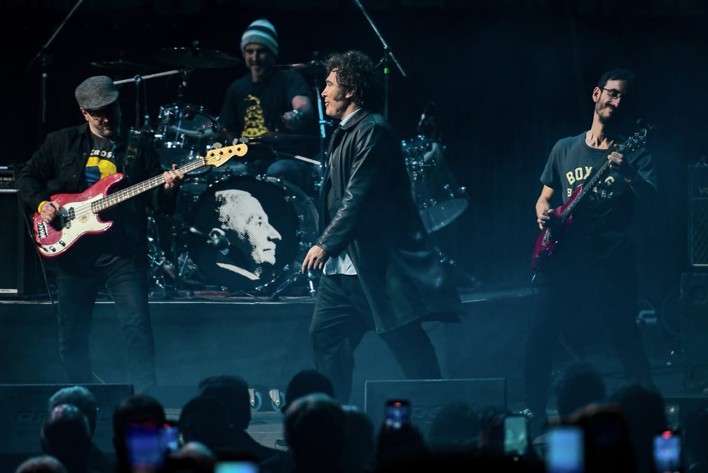 Le show-conférence du président Milei mercredi soir au Luna Park de Buenos Aires, en Argentine.