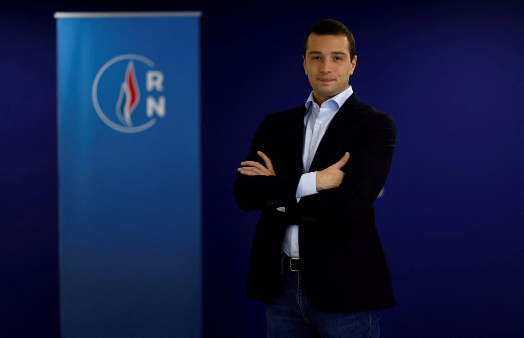 L'eurodepute jordan bardella, qui assure l'interim a la tete du rassemblement national depuis un an