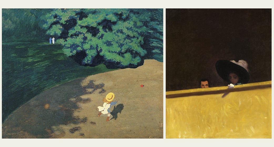 « Enfant jouant au ballon » ou « Le Ballon », 1899, musée d'Orsay, Paris ; et « La Loge de théâtre, le monsieur et la dame », 1909, collection particulière.
